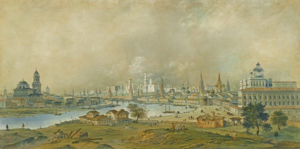 View of the Moscow Kremlin from the Ustinsky Bridge by Carlo Bossoli